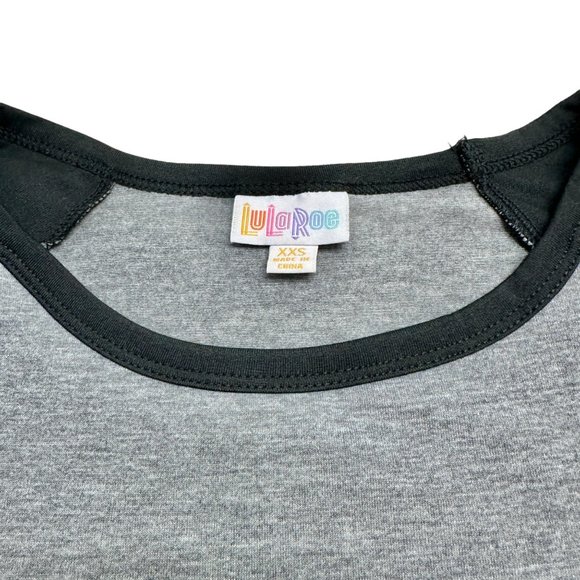 LuLaRoe Retired Julia Dress XXS Gray Body Black Raglan Short Sleeves FormFit NWT - Picture 3 of 9